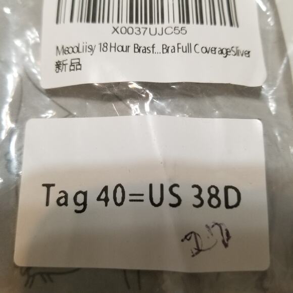 MeooLiisy Women's 18 Hour Bra No Wire Latex Lined Cup Unpadded Blue Size US 38D - Picture 10 of 11